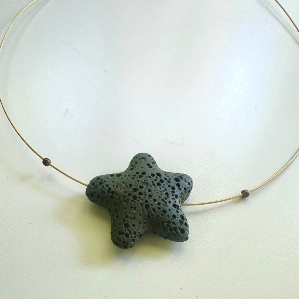 Starfish lava rock handmade necklace